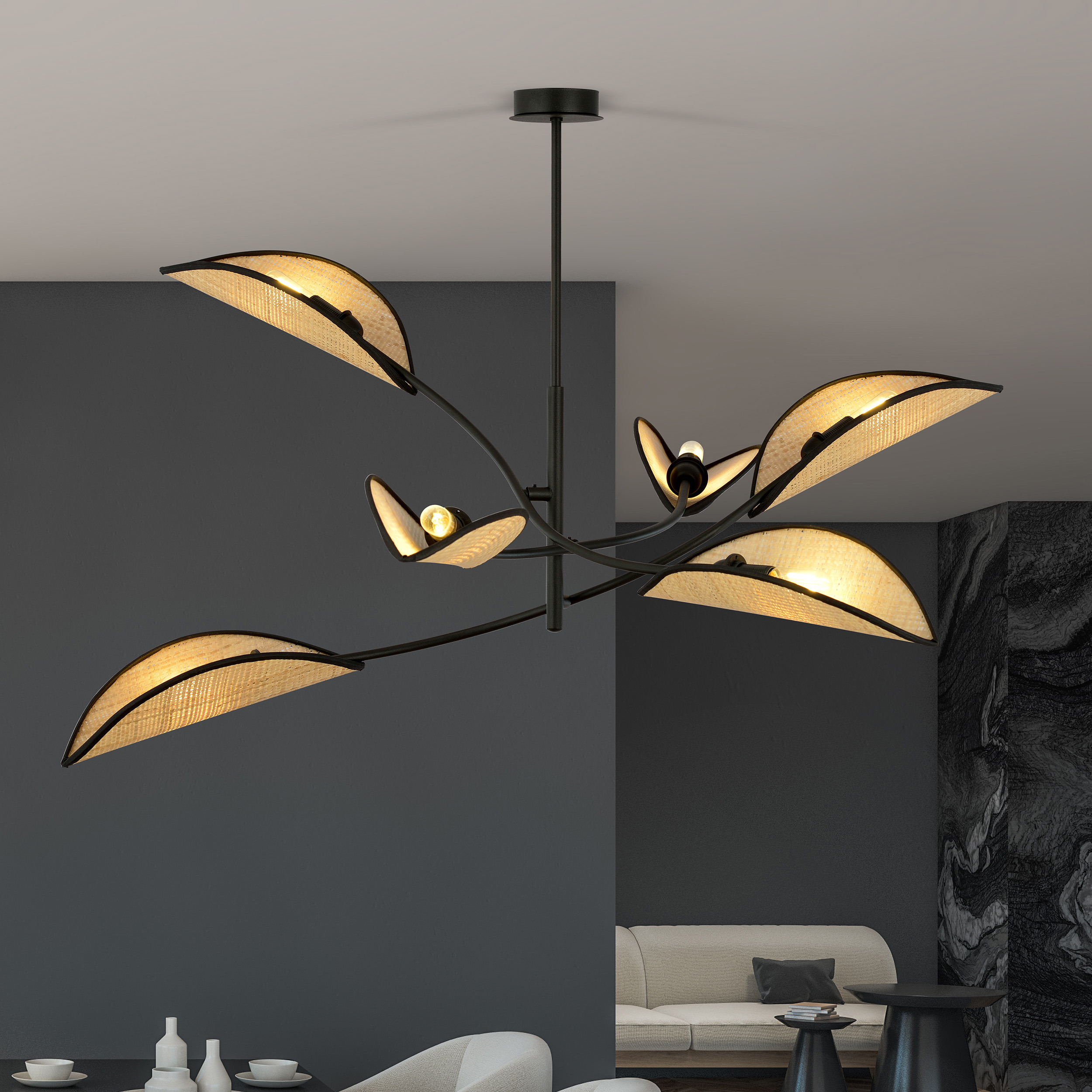 Plafonnier Tulipe 6 en métal au design contemporain par Emibig