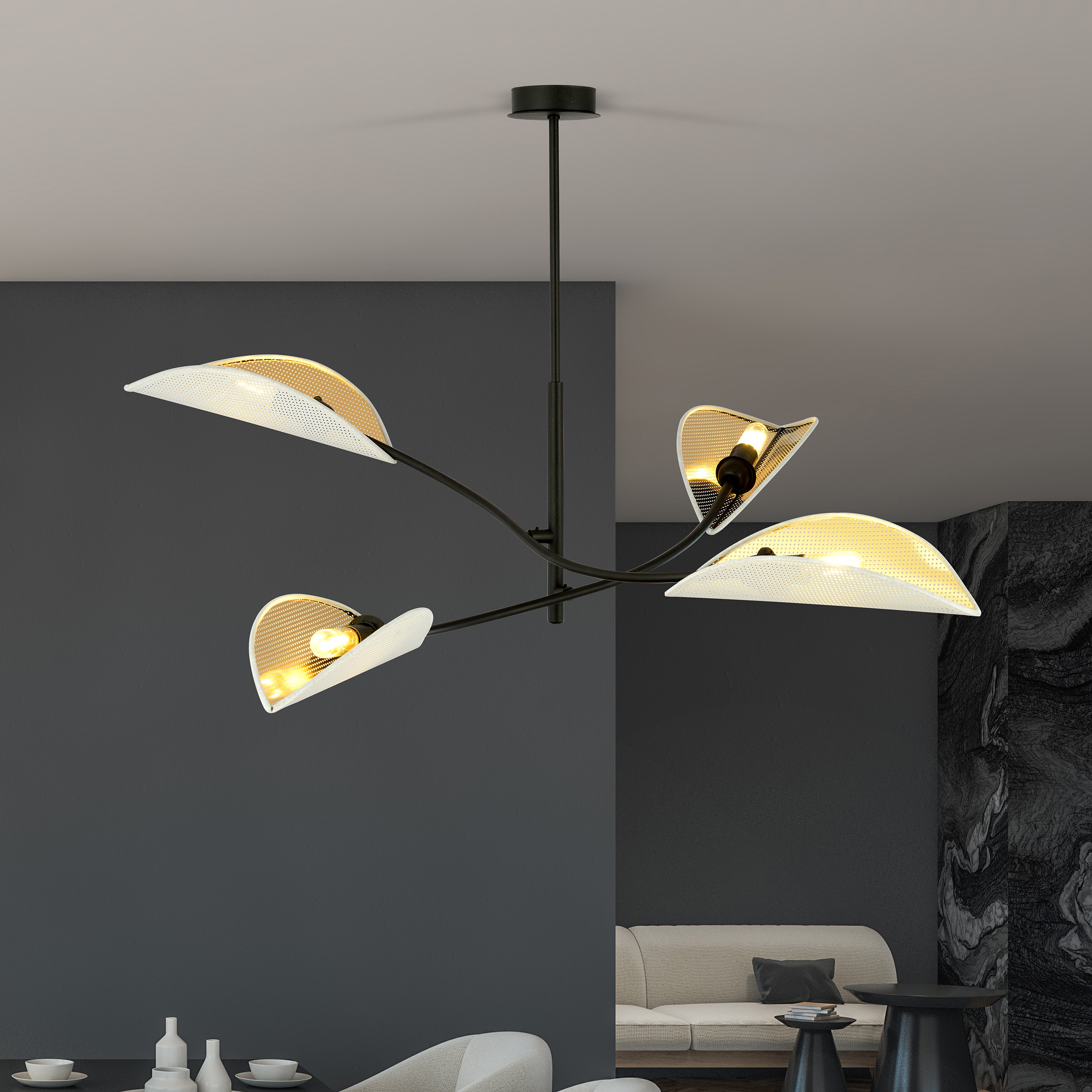Plafonnier Tulipe 4 en métal au design contemporain par Emibig