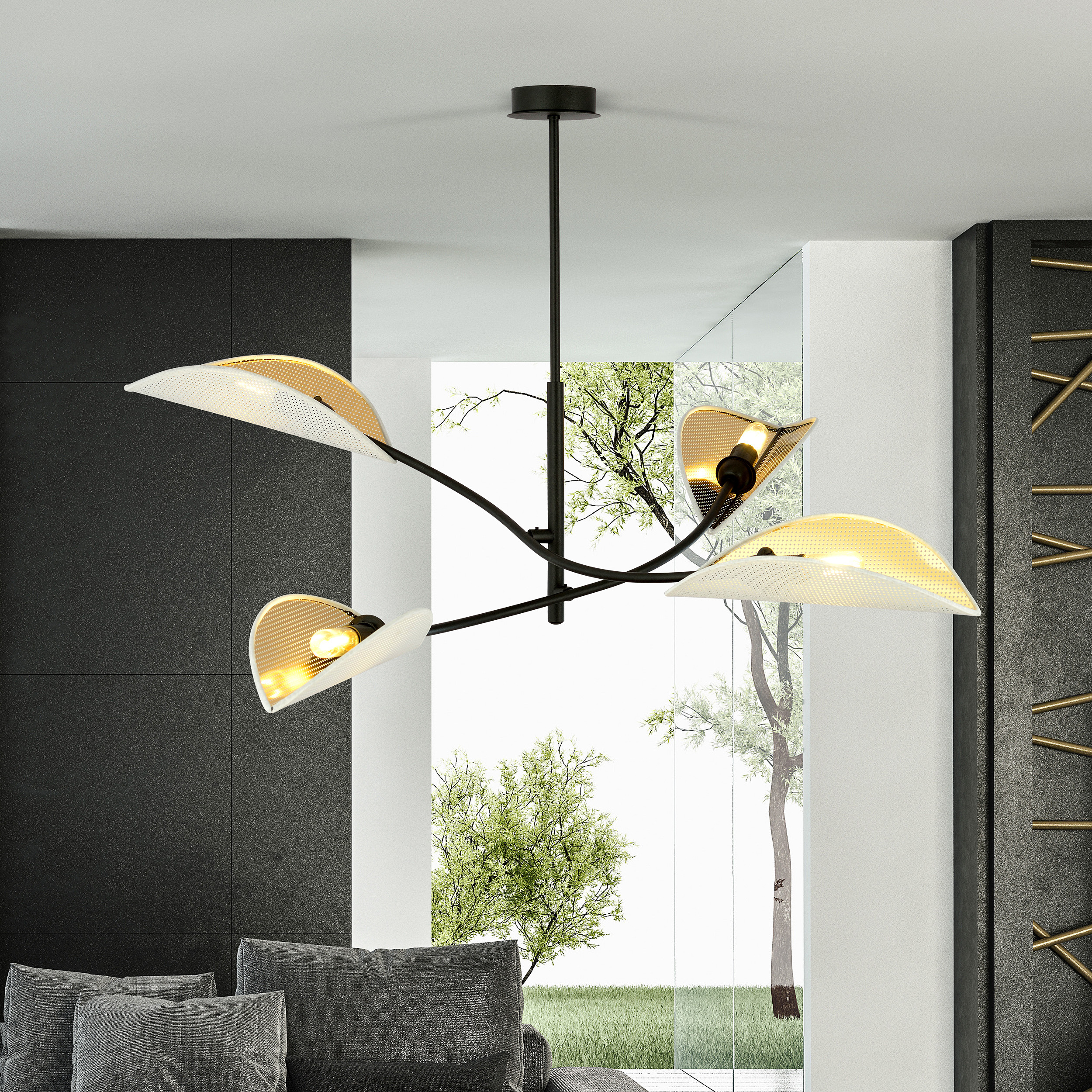 Plafonnier Tulipe 4 en métal au design contemporain par Emibig