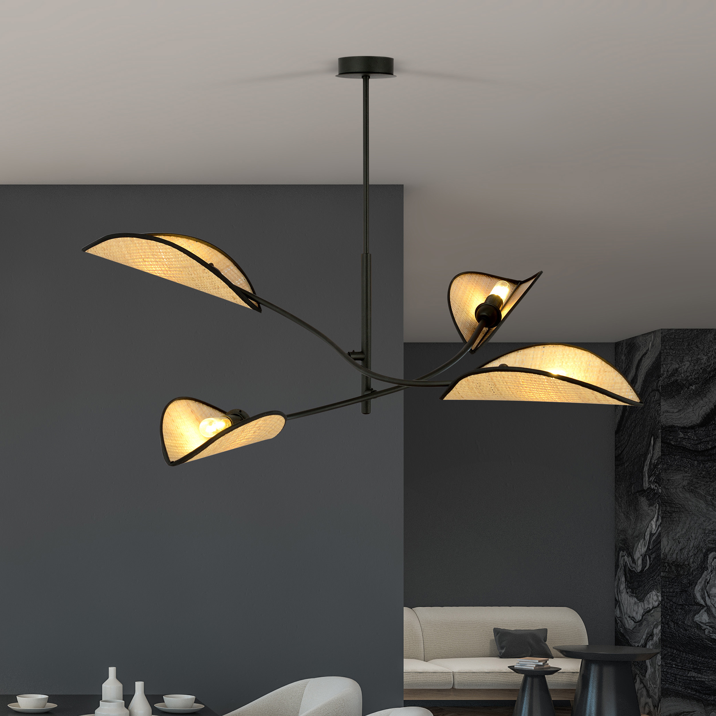 Plafonnier Tulipe 4 en métal au design contemporain par Emibig