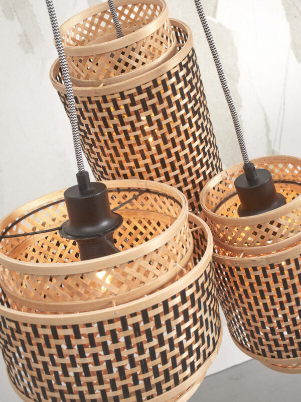 Luminaire bambou : suspensions et lampes en bambou naturel Suspension bouquet Bhutan 3 lampes avec abat-jour en Bambou naturel au design naturel par Good & Mojo