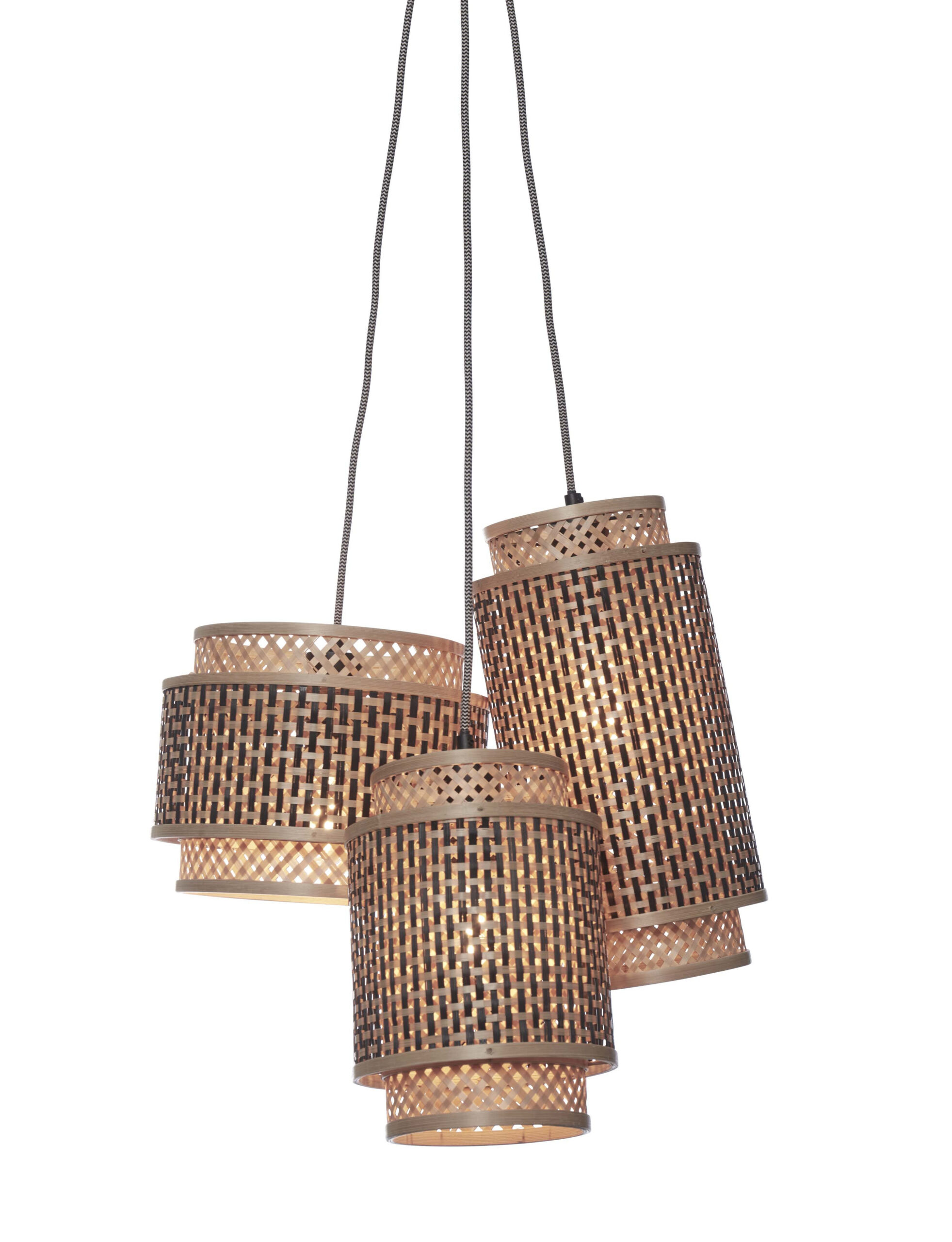 Suspension bouquet Bhutan 3 lampes avec abat-jour en Bambou naturel au design naturel par Good & Mojo