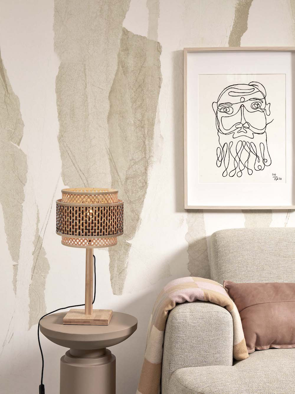 Lampe à poser Bhutan avec abat-jour en Bambou naturel au design naturel par Good & Mojo Lampe à poser Bhutan avec abat-jour en Bambou naturel au design naturel par Good & Mojo
