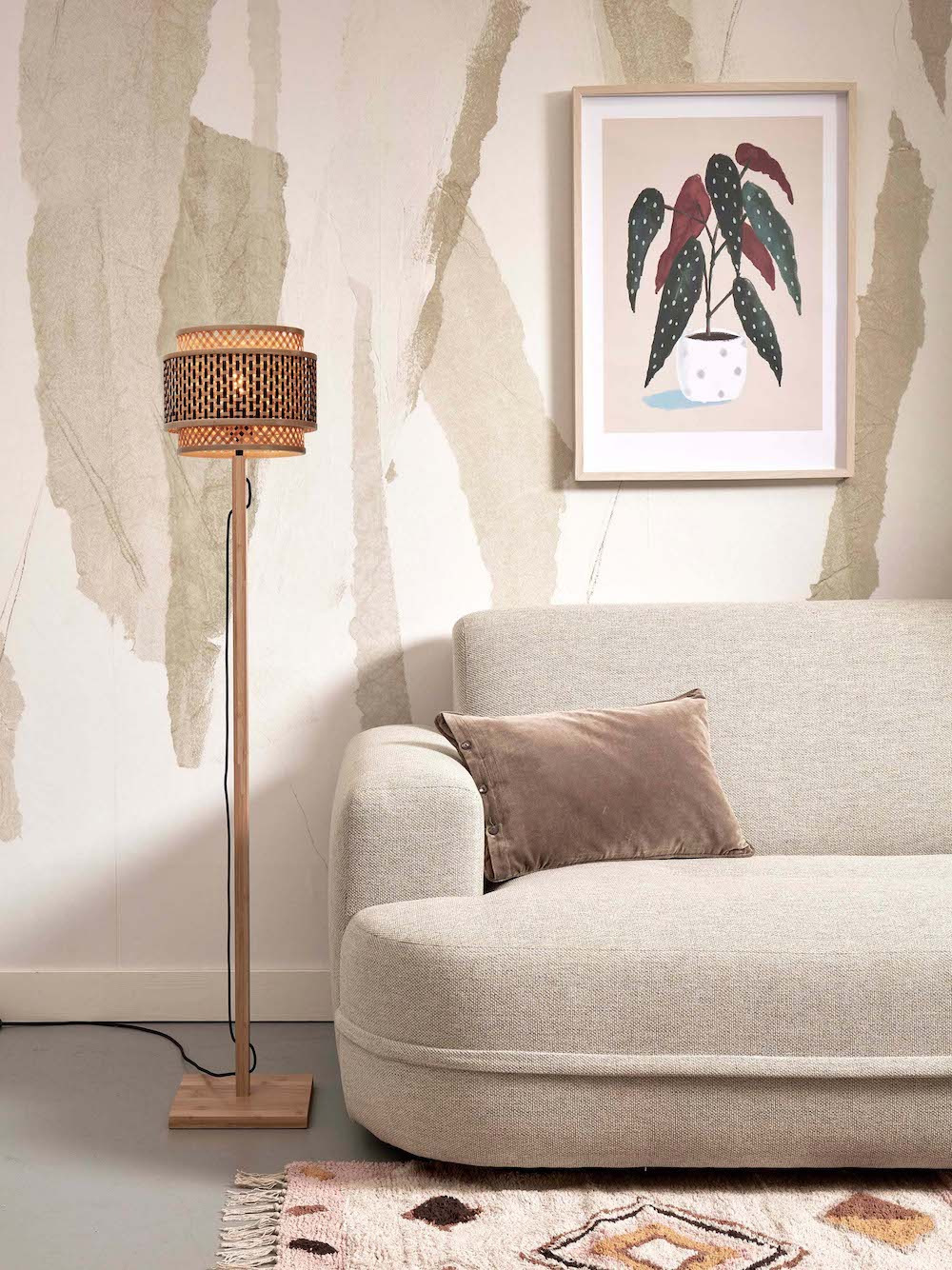 Lampadaire Bhutan avec abat-jour en Bambou naturel au design naturel par Good & Mojo Lampadaire Bhutan avec abat-jour en Bambou naturel au design naturel par Good & Mojo
