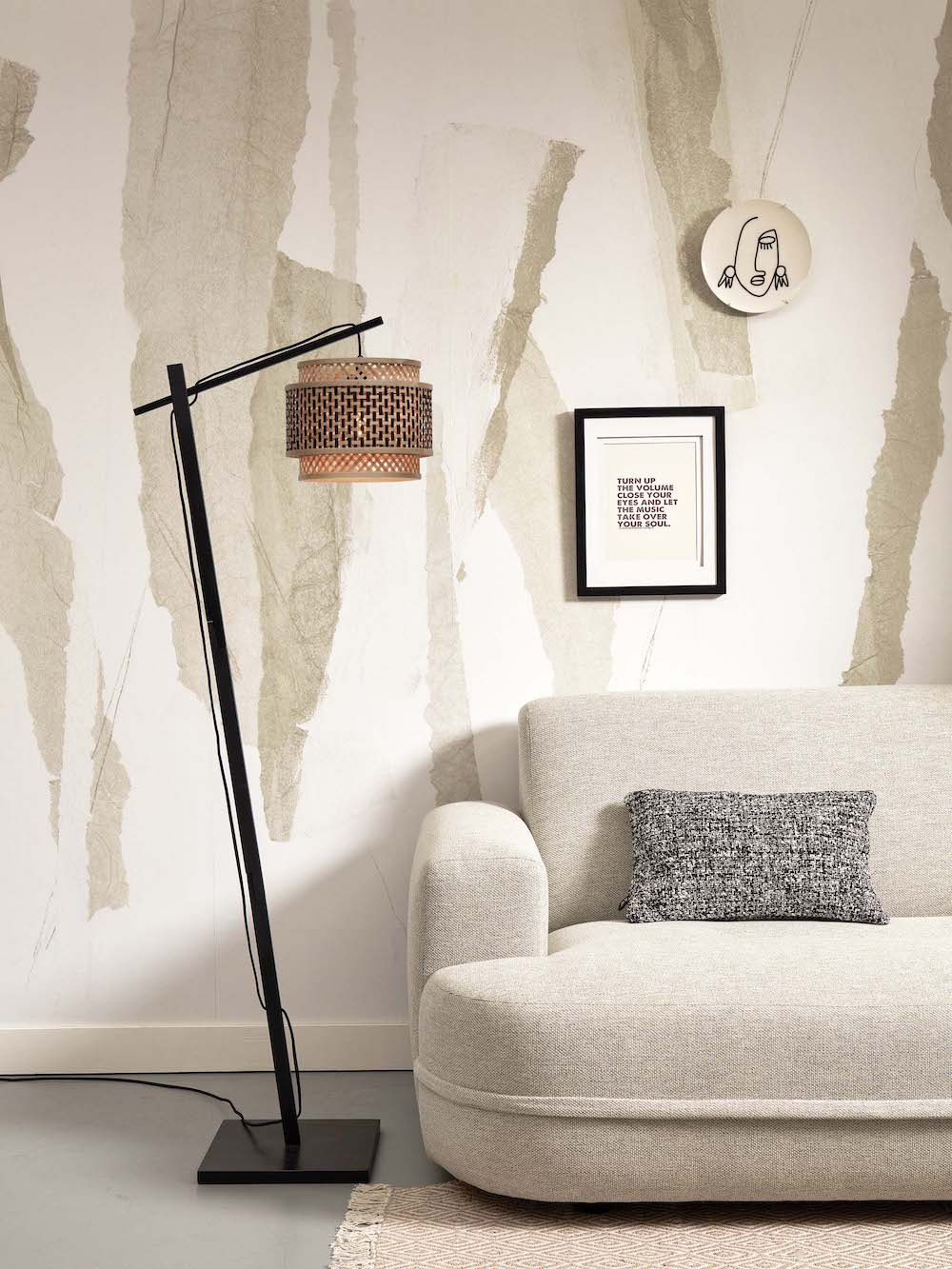Lampadaire Bhutan FS avec abat-jour en Bambou naturel au design naturel par Good & Mojo