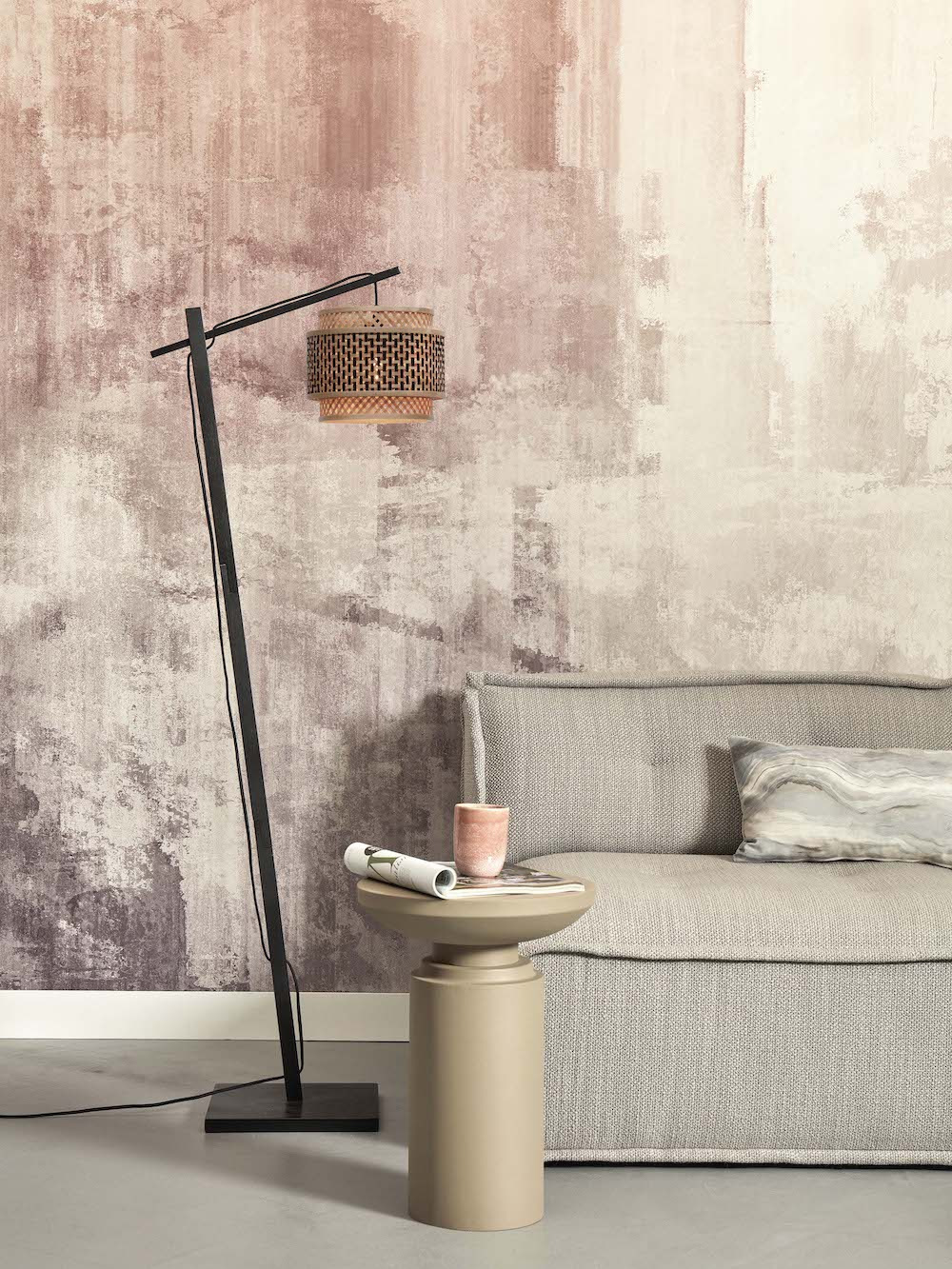 Lampadaire Bhutan FS avec abat-jour en Bambou naturel au design naturel par Good & Mojo