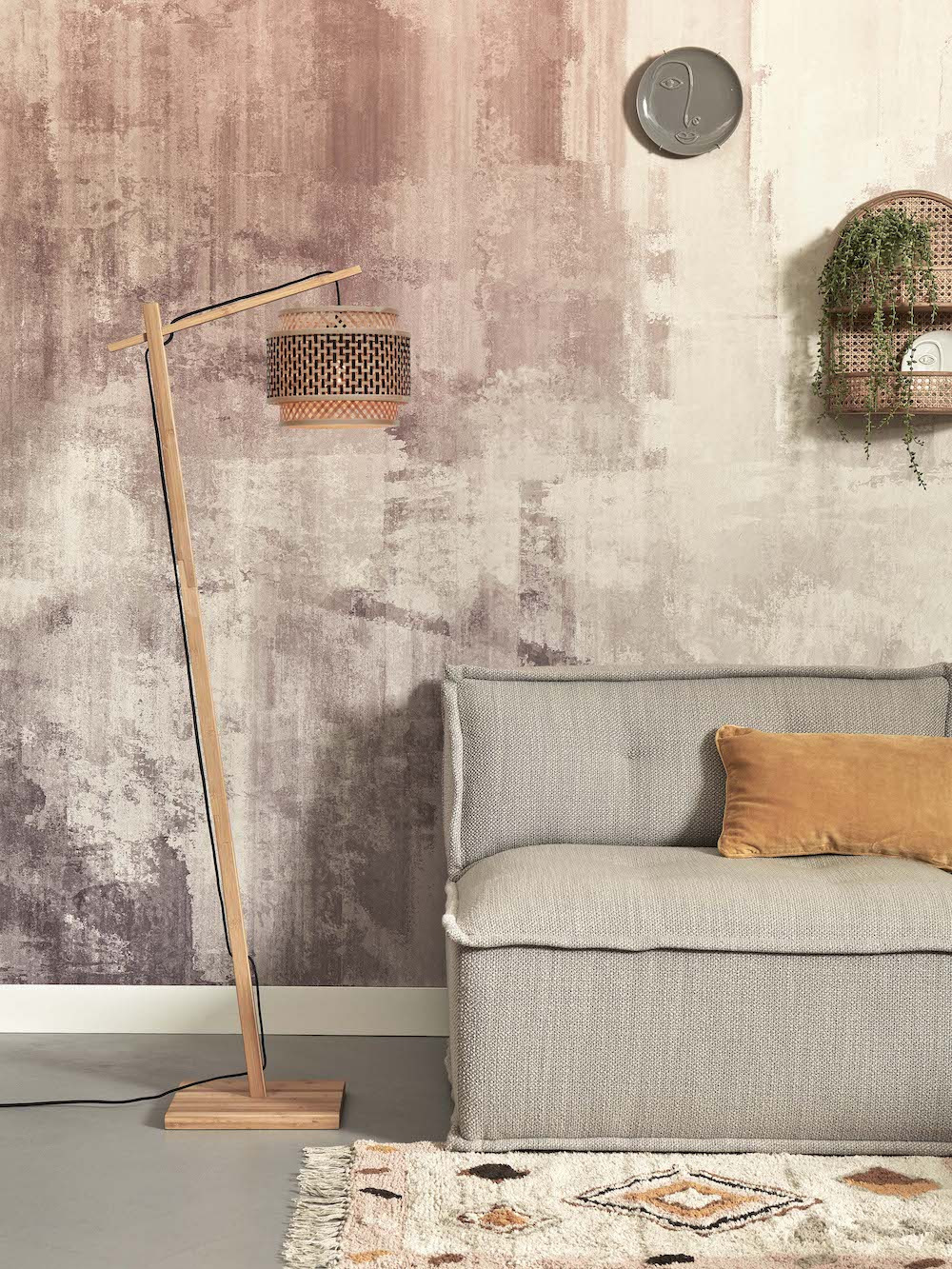 Lampadaire Bhutan FS avec abat-jour en Bambou naturel au design naturel par Good & Mojo