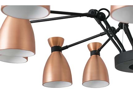 Suspension Lustre Old school Cuivre x12 au design vintage et retro Suspension Lustre Old school Cuivre x12 au design vintage et retro
