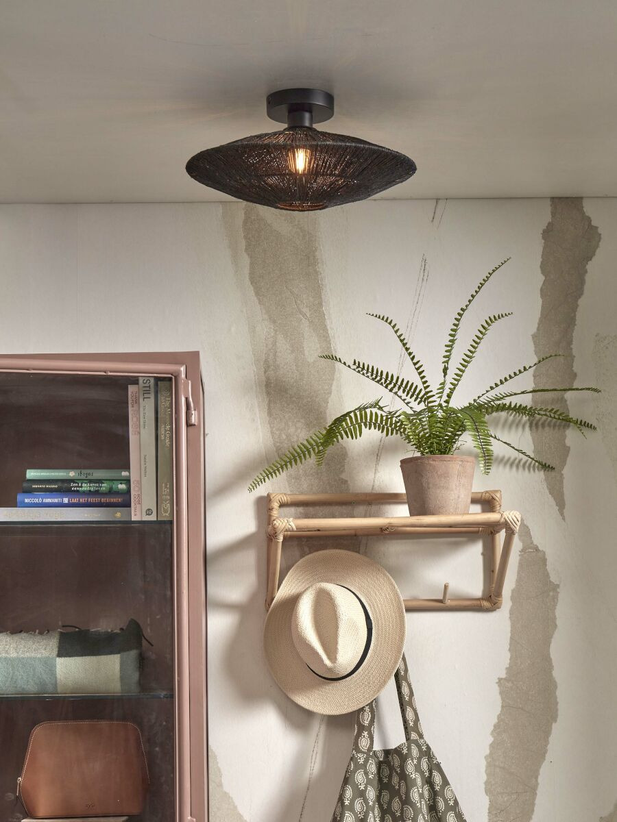 Plafonnier Iguazu Disc en jute au design naturel par Good & Mojo