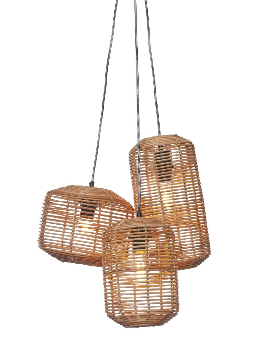 Suspension Tanami 3 en rotin naturel au design naturel par Good & Mojo