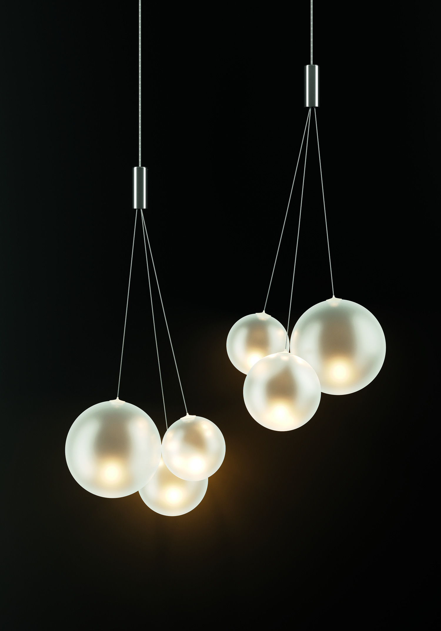 Suspension Random Cluster en verre soufflé par Chia–Ying Lee x Lodes Suspension Random Cluster en verre soufflé par Chia–Ying Lee x Lodes