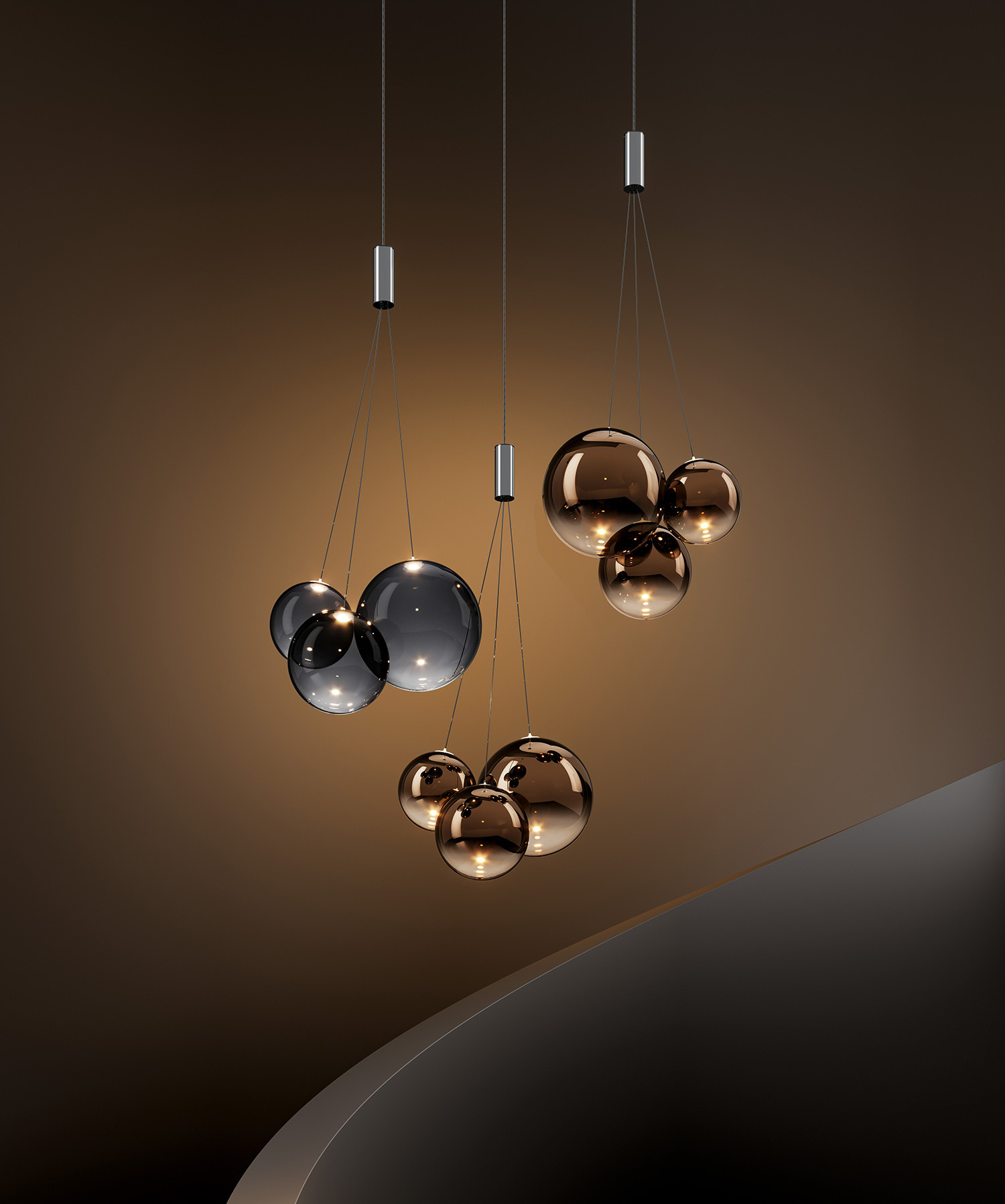 Suspension Random Cluster en verre soufflé par Chia–Ying Lee x Lodes Suspension Random Cluster en verre soufflé par Chia–Ying Lee x Lodes