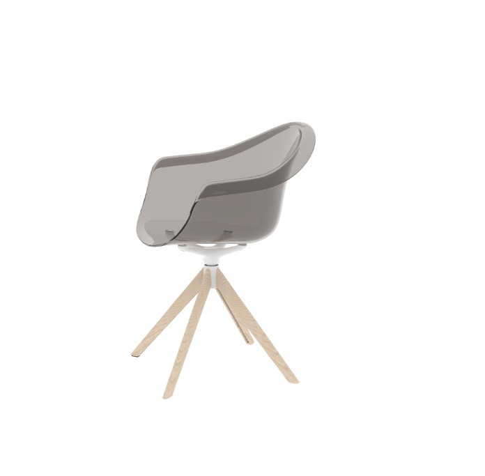 Chaise pivotante avec pieds en bois Incasso en polycarbonate translucide au design contemporain par Archirivolto Design x Vondom
