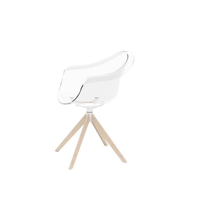 Chaise pivotante avec pieds en bois Incasso en polycarbonate translucide au design contemporain par Archirivolto Design x Vondom