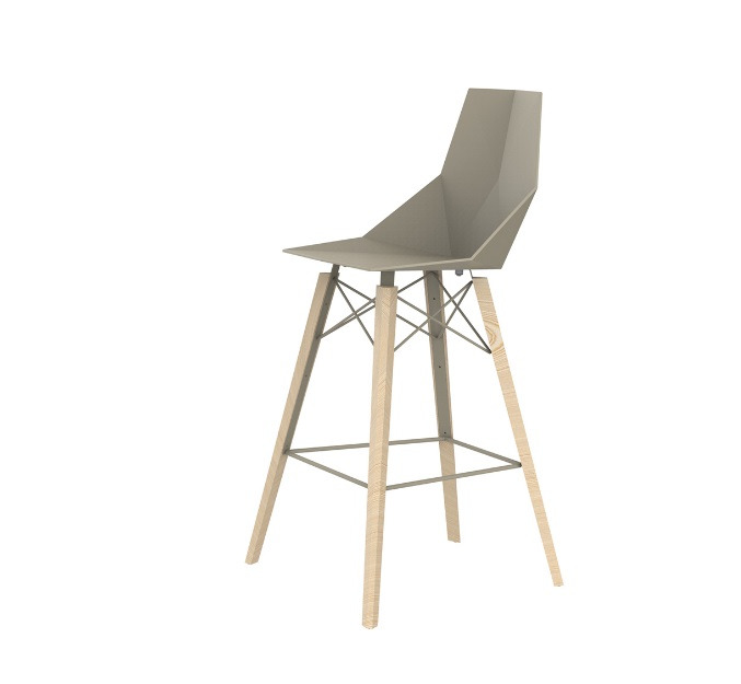 Chaise de bar Faz avec pieds en bois polypropylène au design contemporain par Ramón Esteve x Vondom