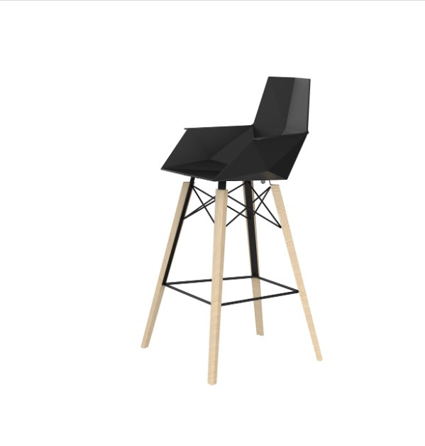 Chaise de bar à accoudoir Faz avec pieds en bois en polypropylène au design contemporain par Ramón Esteve x Vondom