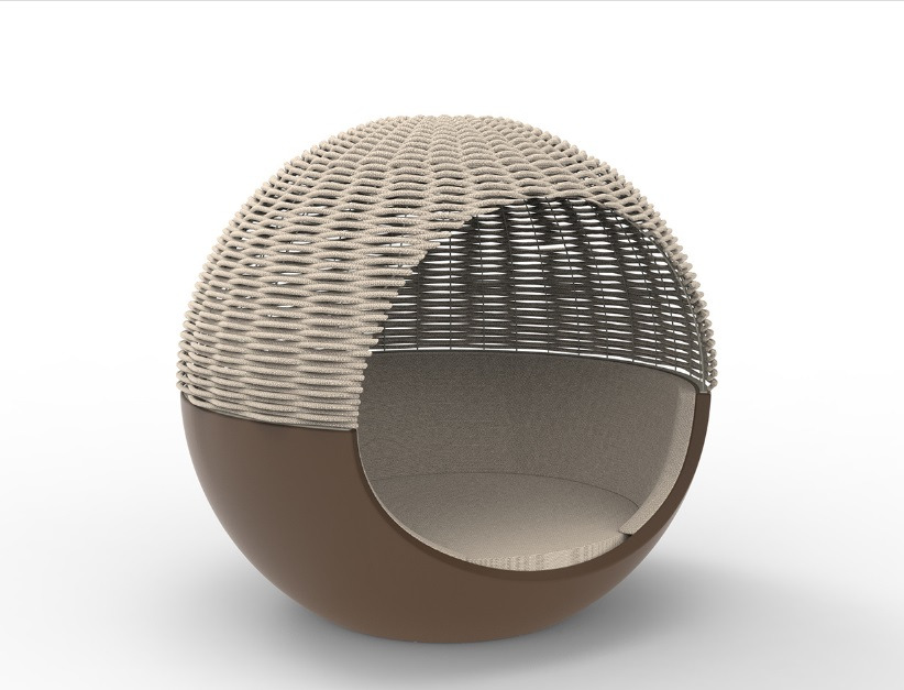Lit de jardin Ulm Moon avec parasol en corde tressée au design contemporain par Ramón Esteve x Vondom Lit de jardin Ulm Moon avec parasol en corde tressée au design contemporain par Ramón Esteve x Vondom