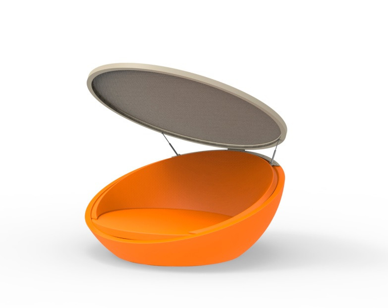 Chaise longue Ulm avec auvent en polyéthylène au design contemporain par Ramón Esteve x Vondom Chaise longue Ulm avec auvent en polyéthylène au design contemporain par Ramón Esteve x Vondom