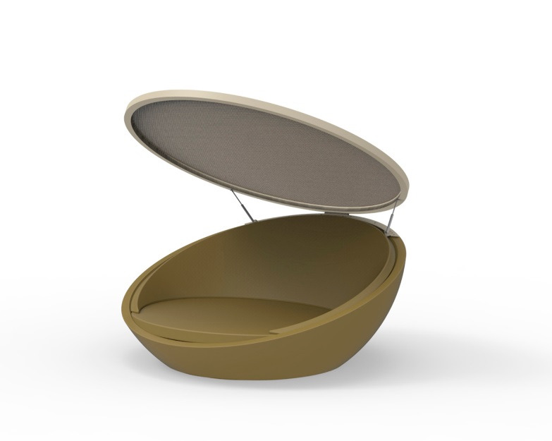 Chaise longue Ulm avec auvent en polyéthylène au design contemporain par Ramón Esteve x Vondom Chaise longue Ulm avec auvent en polyéthylène au design contemporain par Ramón Esteve x Vondom