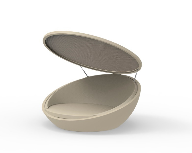 Chaise longue Ulm avec auvent en polyéthylène au design contemporain par Ramón Esteve x Vondom Chaise longue Ulm avec auvent en polyéthylène au design contemporain par Ramón Esteve x Vondom