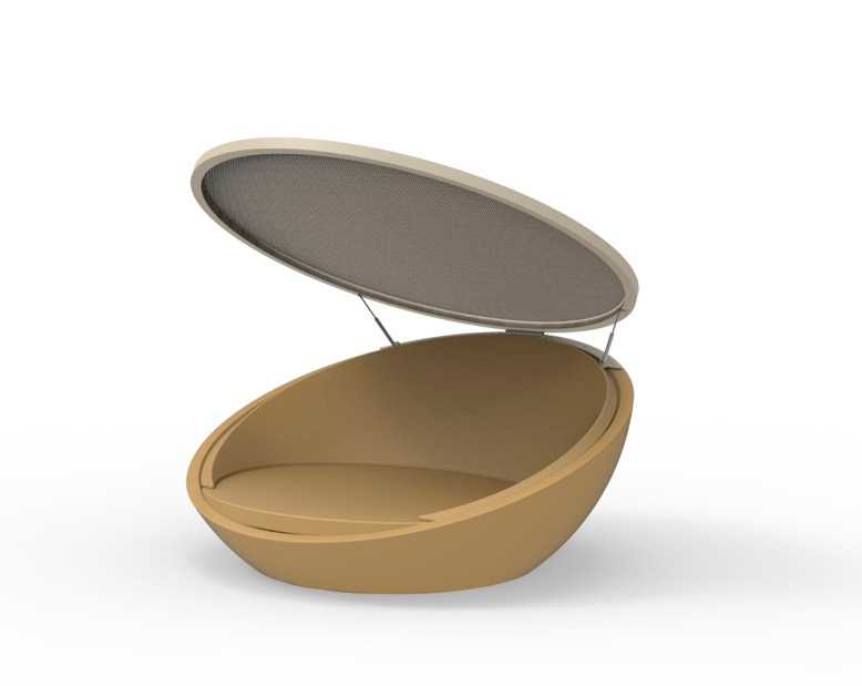 Chaise longue Ulm avec auvent en polyéthylène au design contemporain par Ramón Esteve x Vondom Chaise longue Ulm avec auvent en polyéthylène au design contemporain par Ramón Esteve x Vondom