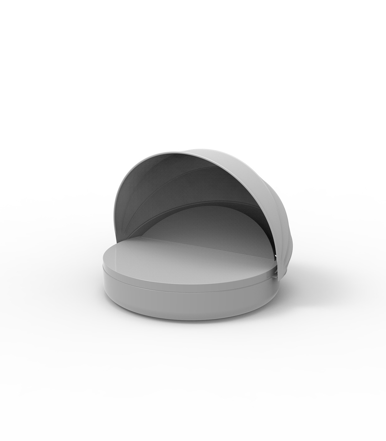 Lit de jardin Ulm avec dossier inclinable et auvent pliant au design contemporain par Ramón Esteve x Vondom Lit de jardin Ulm avec dossier inclinable et auvent pliant au design contemporain par Ramón Esteve x Vondom