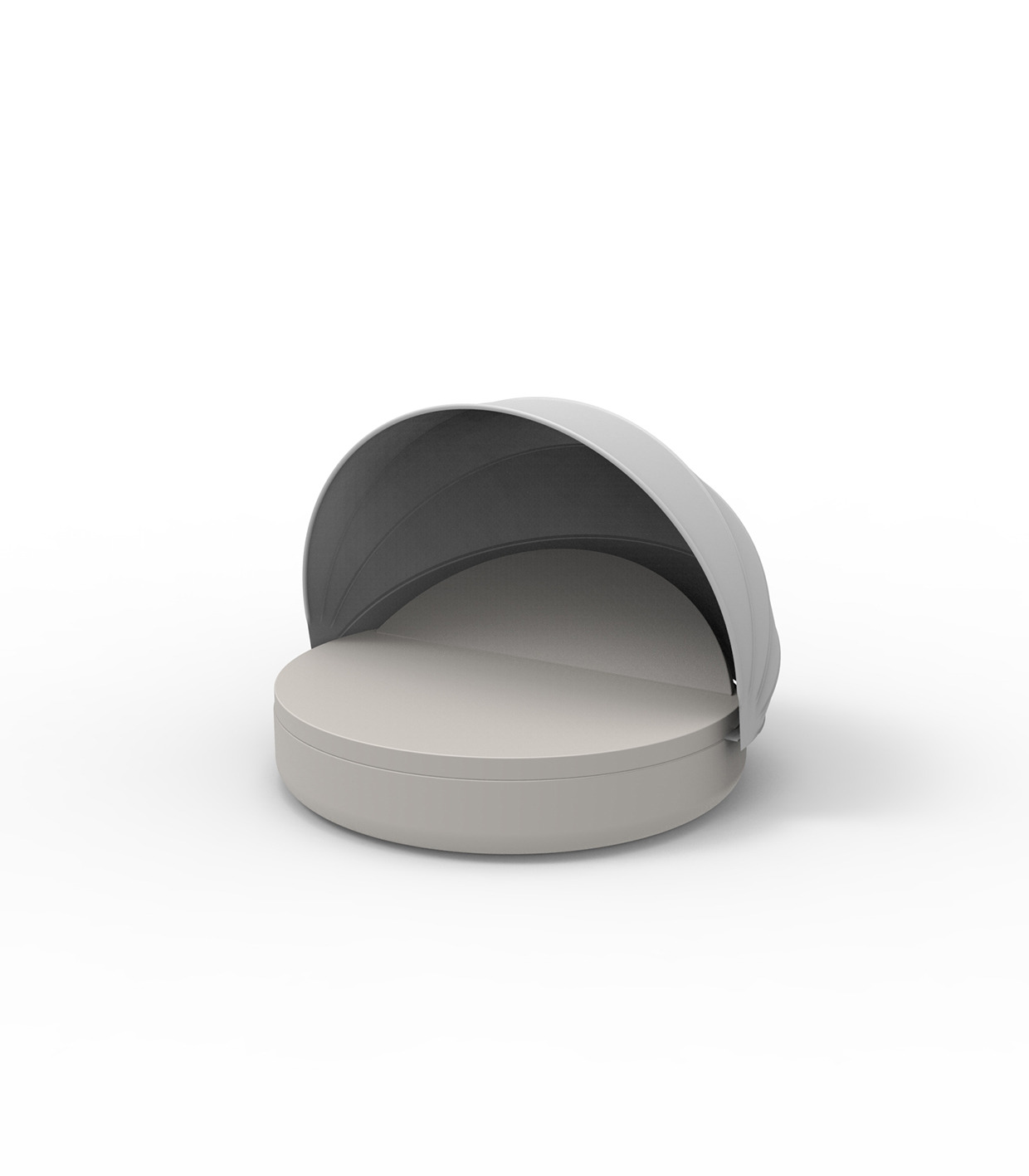 Lit de jardin Ulm avec dossier inclinable et auvent pliant au design contemporain par Ramón Esteve x Vondom Lit de jardin Ulm avec dossier inclinable et auvent pliant au design contemporain par Ramón Esteve x Vondom