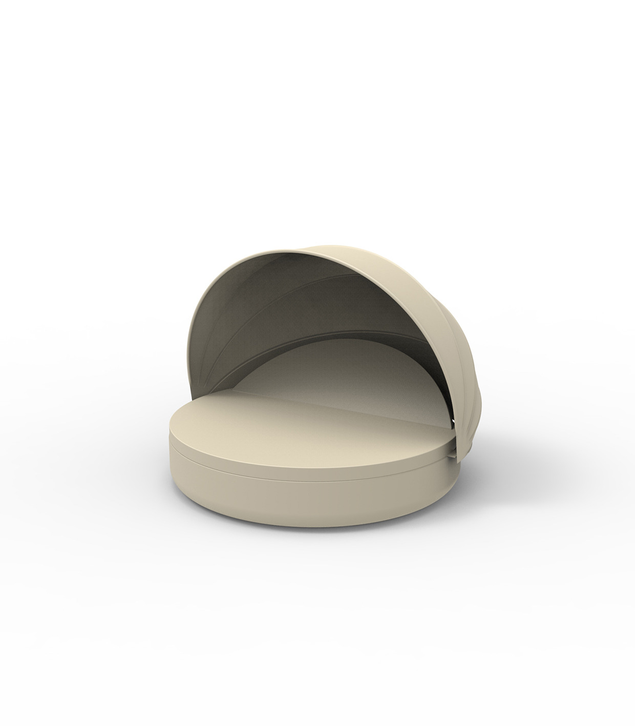 Lit de jardin Ulm avec dossier inclinable et auvent pliant au design contemporain par Ramón Esteve x Vondom Lit de jardin Ulm avec dossier inclinable et auvent pliant au design contemporain par Ramón Esteve x Vondom