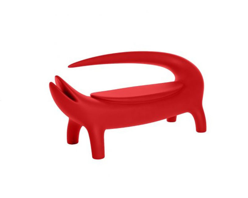 Canapé d'extérieur Big Kroko en bioplastique par Marcantonio x SLIDE Studio Canapé Big Kroko rouge
