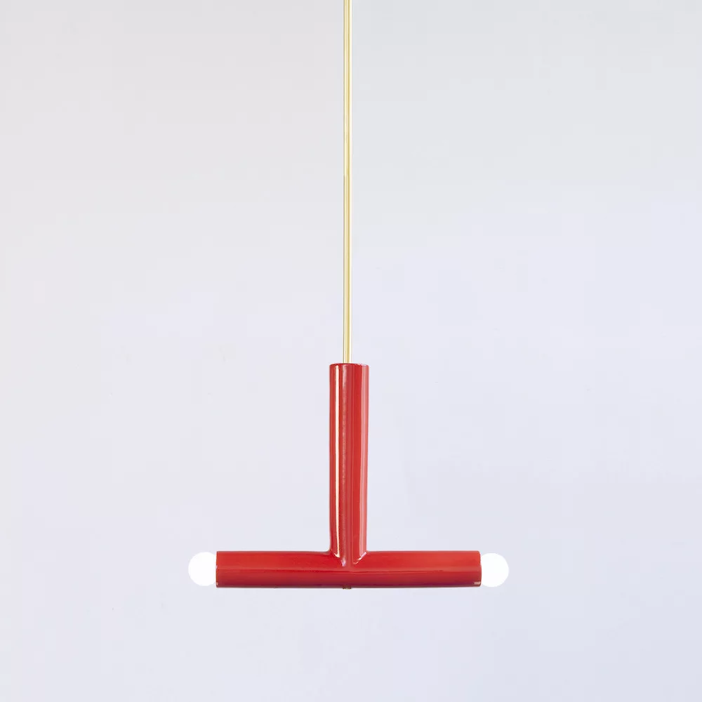 Suspension TRN light B2 en céramique et laiton par Magda Jurek