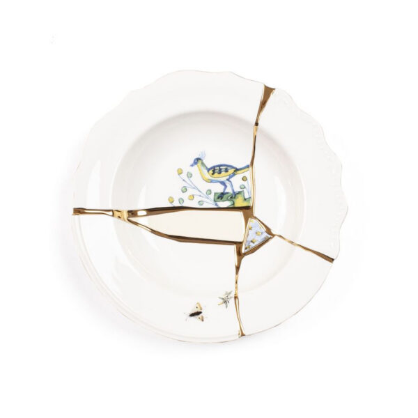 Assiette à soupe Kintsugi en porcelaine par Marcantonio x Seletti