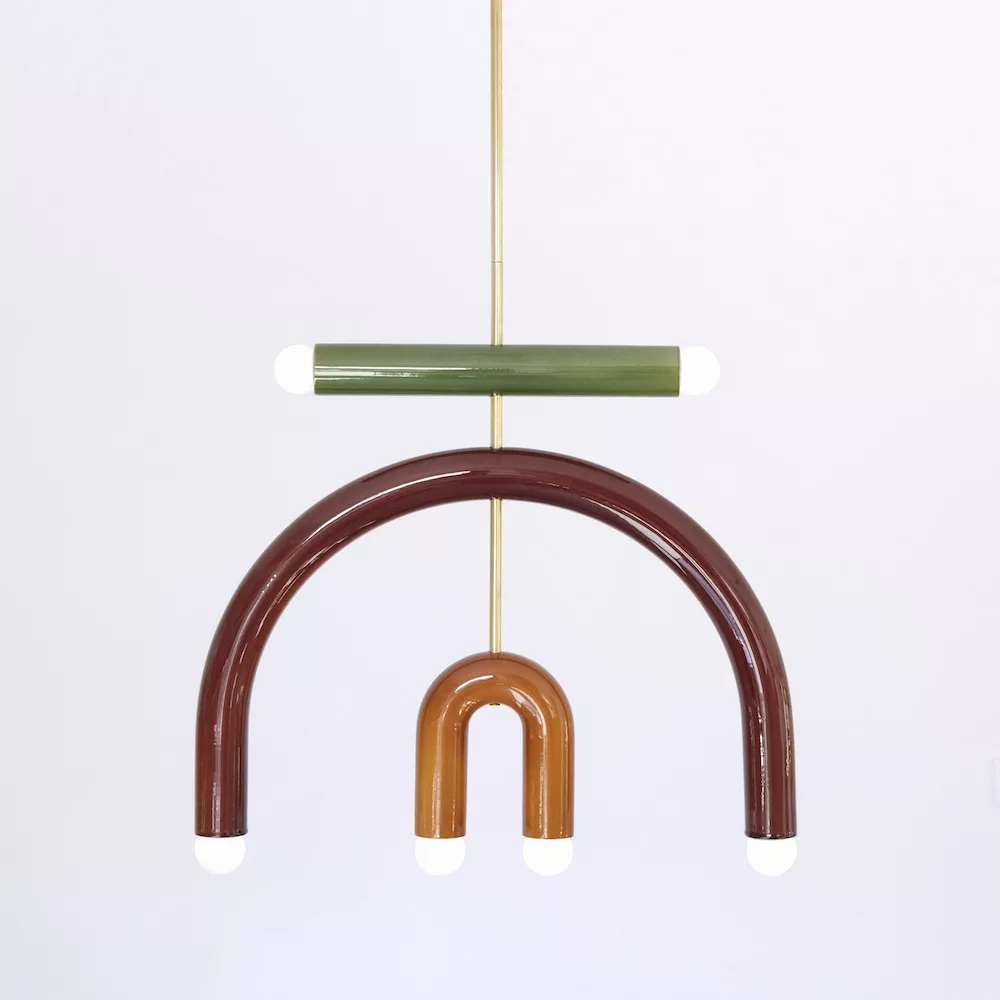 Suspension TRN light F3 en céramique et laiton par Magda Jurek