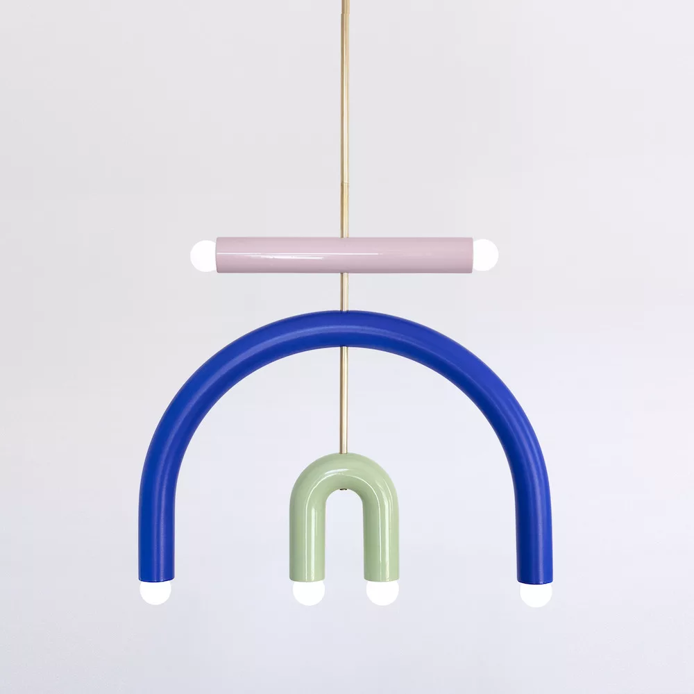 Suspension TRN light F3 en céramique et laiton par Magda Jurek