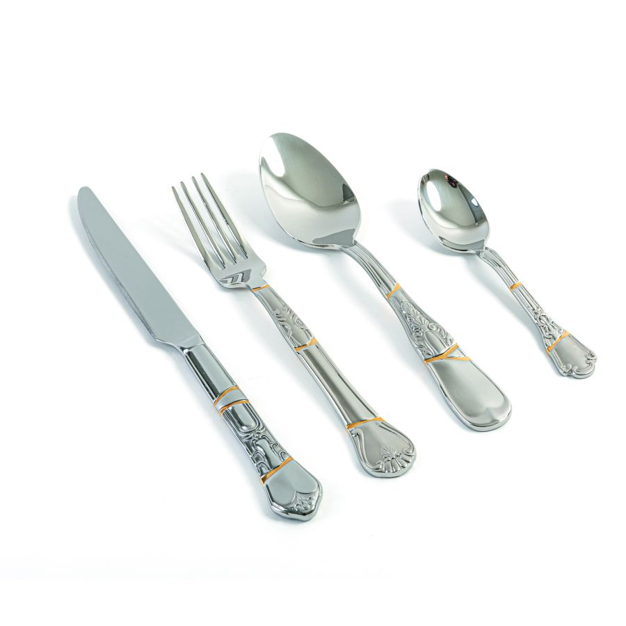 Lot de 4 couverts Kintsugi en acier inoxydable par Marcantonio x Seletti