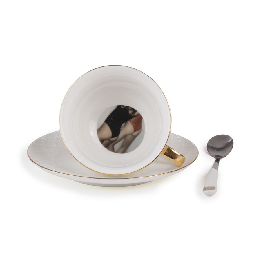 Tasse à thé avec cuillère Guiltless Giunone en porcelaine par Tarin x Seletti 2