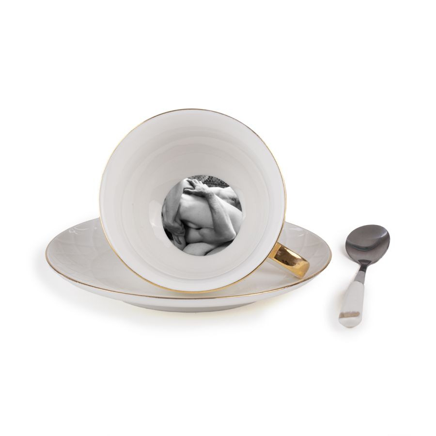 Tasse à thé avec petite cuillère Bona Dea Guiltless  en porcelaine par Tarin x Seletti