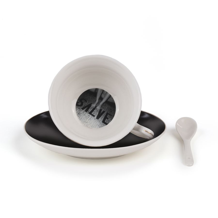Tasse à thé avec petite cuillère Minerva Guiltless  en porcelaine par Tarin x Seletti 2