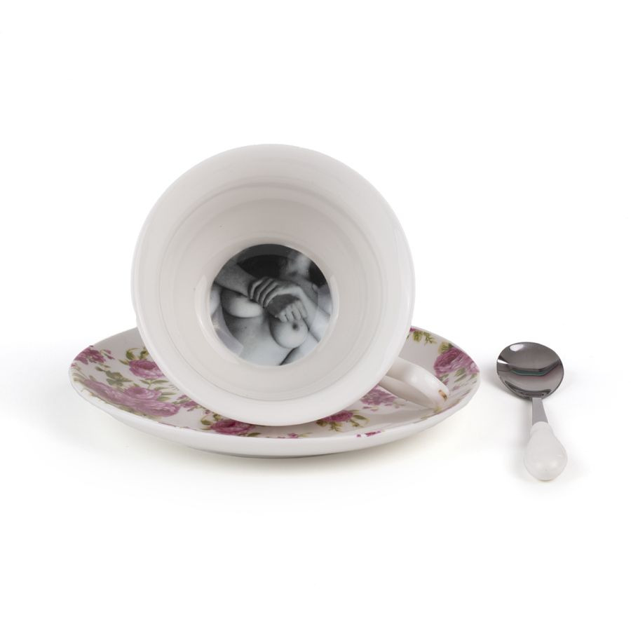 Tasse à thé avec petite cuillère Fortuna Guiltless  en porcelaine par Tarin x Seletti