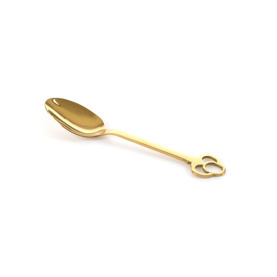 Set de couverts dorés Keytlery en acier inoxydable par Alessandro Zambelli x Seletti Set de couverts dorés Keytlery en acier inoxydable par Alessandro Zambelli x Seletti