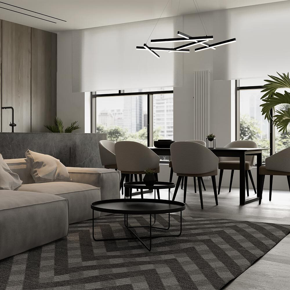 Suspension Line 2 en aluminium au design contemporain par Maytoni Suspension Line 2 en aluminium au design contemporain par Maytoni