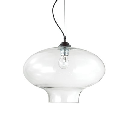 Suspension vintage Murano 2 en verre soufflé transparent