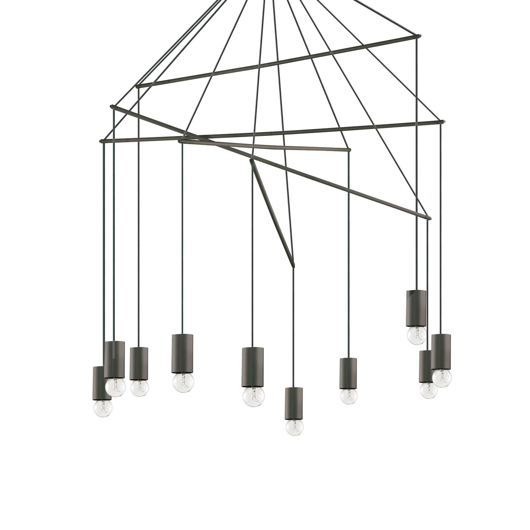 Suspension Bouquet 10 lampes réglables en métal pour un design contemporain