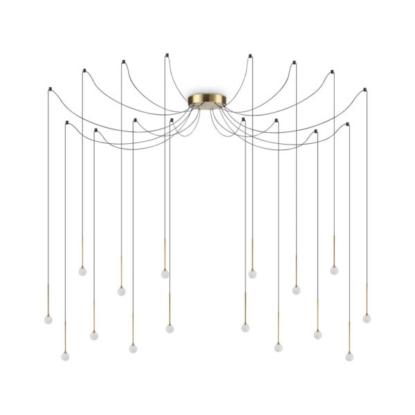 Suspension Lucciola en métal revêtu de poudre ou plaqué avec des diffuseurs en acrylique - Ideal Lux
