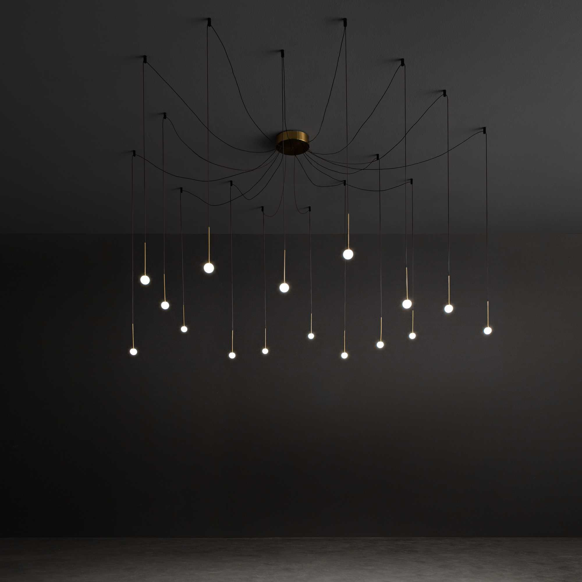 Suspension Lucciola en métal revêtu de poudre ou plaqué avec des diffuseurs en acrylique - Ideal Lux Suspension Lucciola en métal revêtu de poudre ou plaqué avec des diffuseurs en acrylique - Ideal Lux