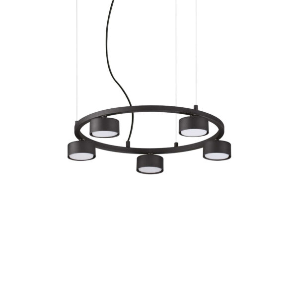 Suspension Minor ronde en métal revêtue de peinture en poudre noire - Ideal Lux
