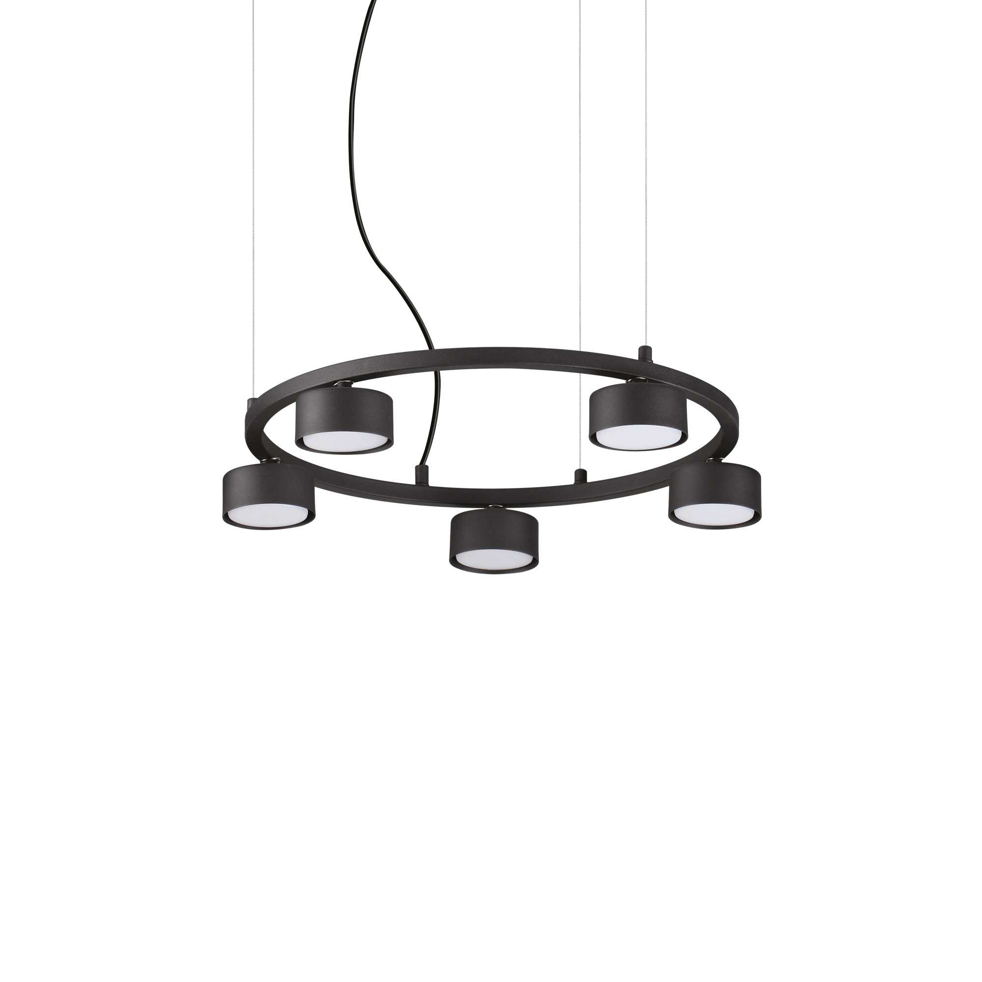 Suspension Minor ronde en métal revêtue de peinture en poudre noire - Ideal Lux