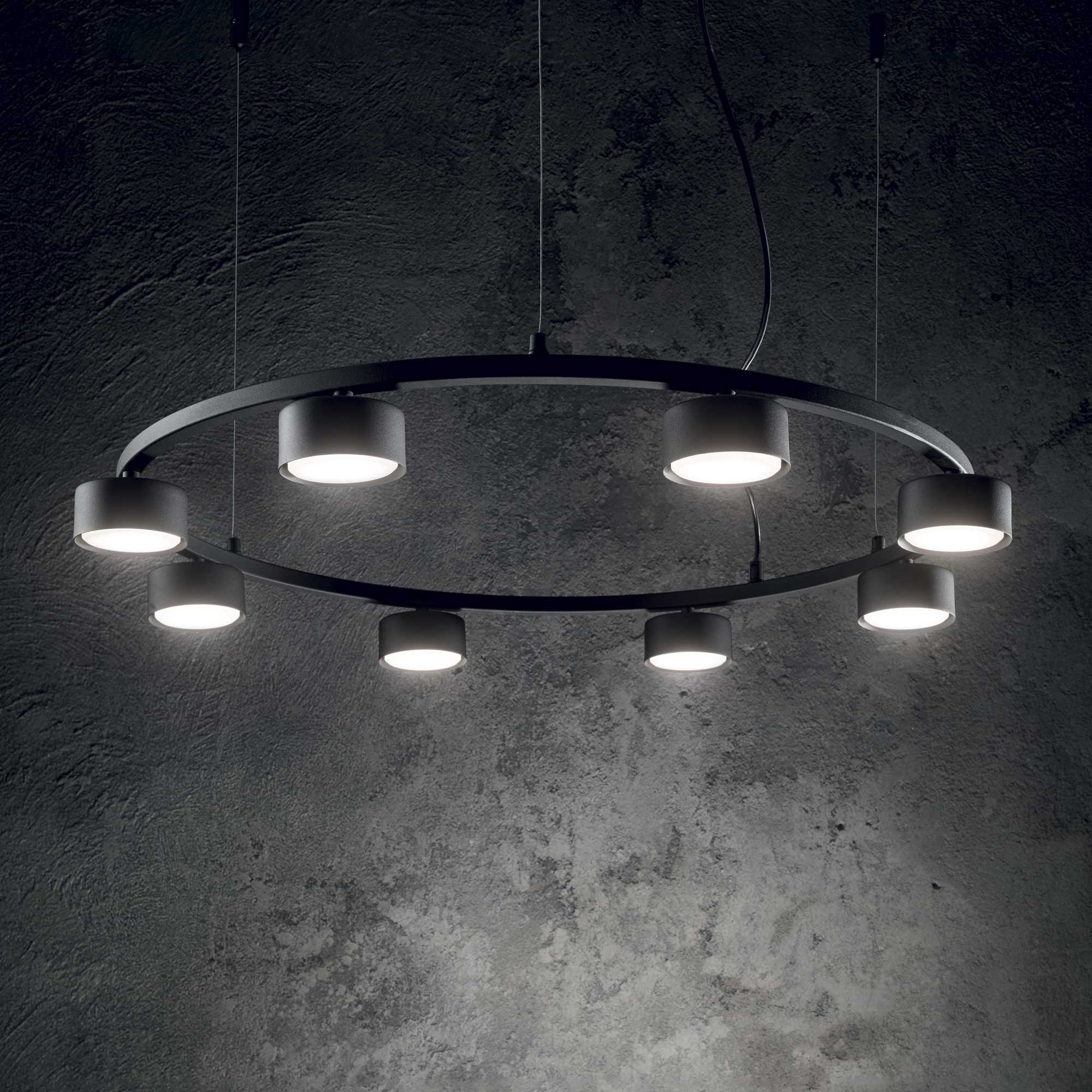 Suspension Minor ronde en métal revêtue de peinture en poudre noire - Ideal Lux Suspension Minor ronde en métal revêtue de peinture en poudre noire - Ideal Lux