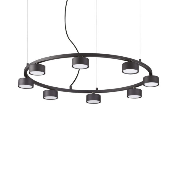 Suspension Minor ronde en métal revêtue de peinture en poudre noire - Ideal Lux