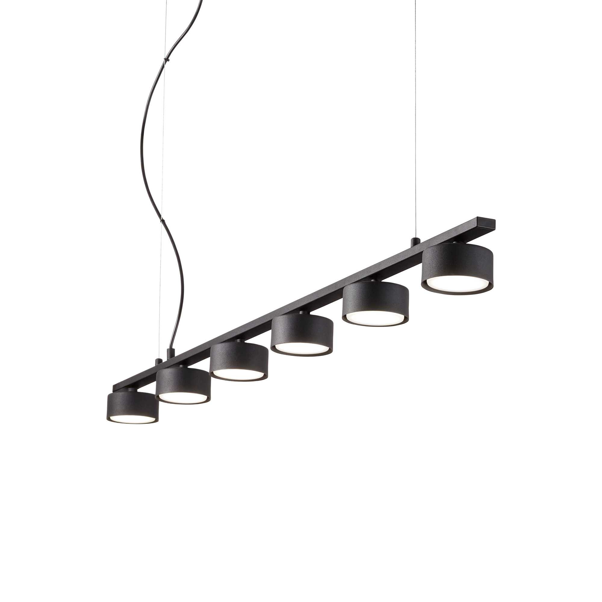 Suspension Minor linéaire en métal revêtue de peinture en poudre noire - Ideal Lux
