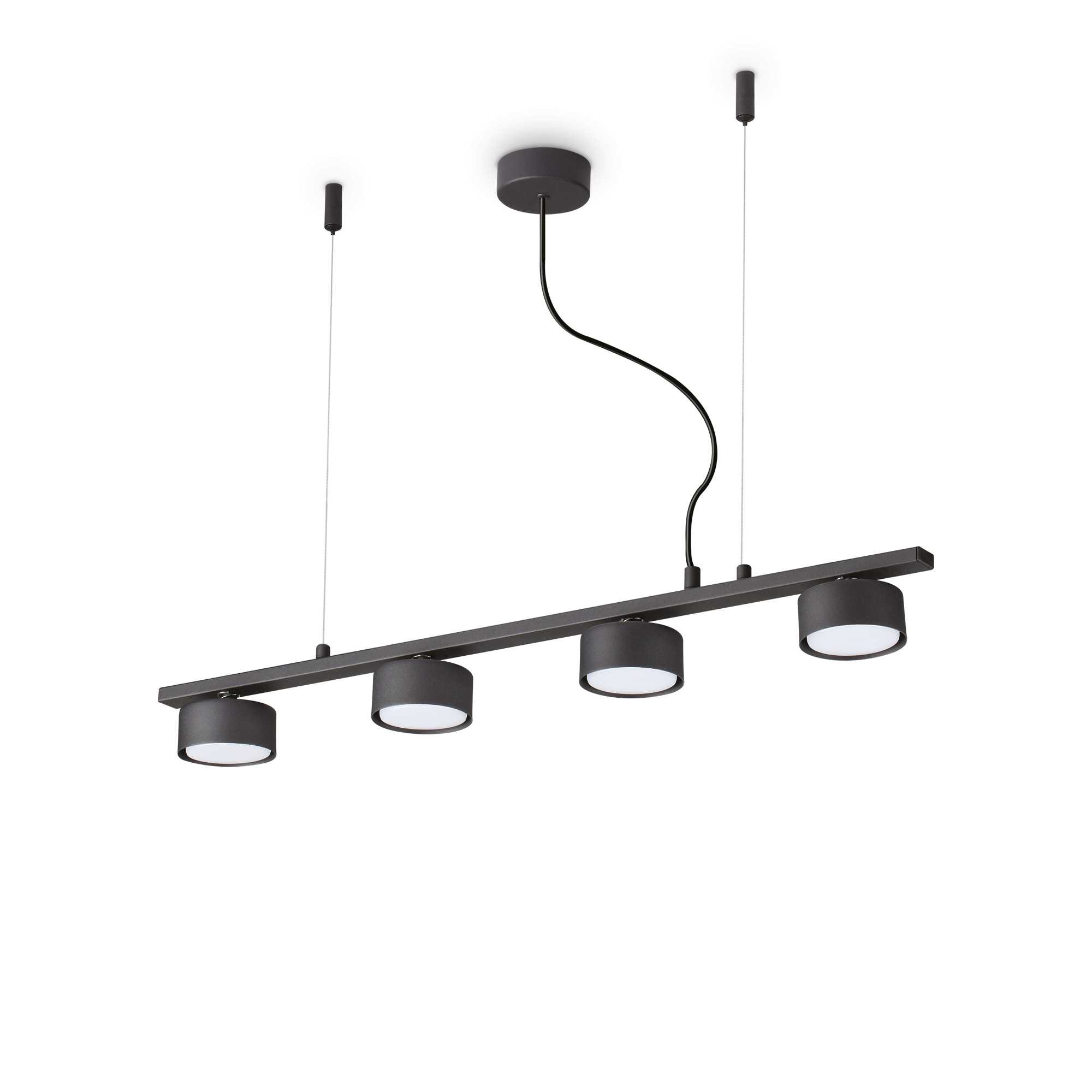 Suspension Minor linéaire en métal revêtue de peinture en poudre noire - Ideal Lux